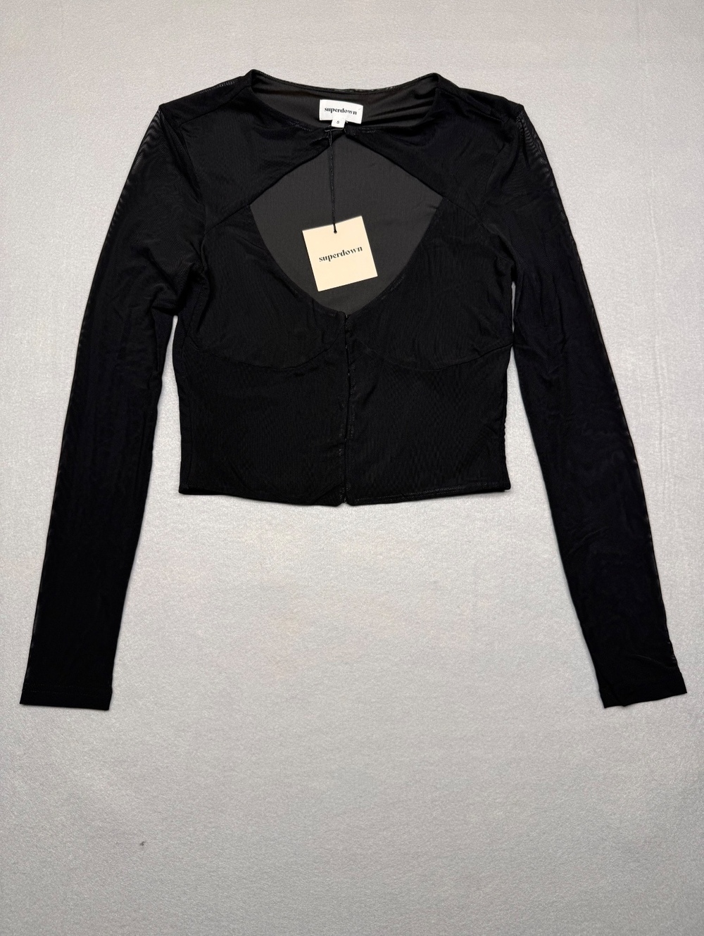 NWT Superdown Long Sleeve Crop Top Women's S Black